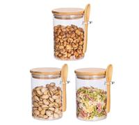 Qikuver Barattoli Vetro Ermetici, 3 Barattolo Vetro con Coperchio, Vasetti Cucina per Alimenti, per Caffè/Tè/Zucchero/Spezie/Farina/Fagioli (540ml)