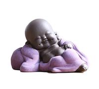 Qikuver Buddha Maitreya che ride, Statua di Buddha in ceramica Ornamento Scultura da tè Piccolo monaco Decor Set da tè per Home Office Decorazioni per auto Regalo Artigianato e arte (Viola)