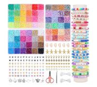 Qikuver Kit per la creazione di braccialetti e collane, 10000 Pezzi 72 Colori Perline per Gioielli fai da te Braccialetto Colorato, perline di argilla, gioielli dell'amicizia, giocattoli per ragazze