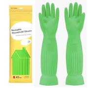 Qilerongrong di Guanti in Gomma per Lavare i Piatti in Cucina, Guanti di gomma lunghi, guanti da piatto, guanti di pulizia in gomma guanti da piatti riutilizzabili impermeabili (Verde, 45cm M)