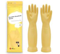 Qilerongrong di Guanti in Gomma per Lavare i Piatti in Cucina, Guanti di gomma lunghi, guanti da piatto, guanti di pulizia in gomma guanti da piatti riutilizzabili impermeabili (Giallo, 45cm L)
