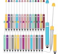Qilery 30 penne con perline con punte stilo, pennino per fai da te con perline 2 in 1, stilo multifunzione alla moda per touch screen in gomma, penna a sfera da 1,0 mm, inchiostro nero, forniture per