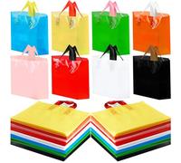 Qilery 80 sacchetti per la spesa in plastica con manici 9,8 x 13,8 cm, multicolore, sacchetti regalo in plastica con manici, per piccole imprese, vendita al dettaglio e merci