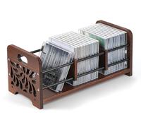 QILICZ Supporto per CD in legno per CD e DVD, scatola per CD, organizer con manici, design a forma di fiore anche per riviste, libri