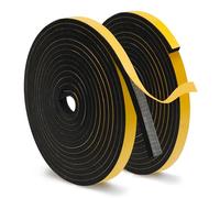 QILIMA 2 Rotoli Nastro Autoadesivo in Schiuma Nero 12 mm x 6mm x 5m Guarnizione in Gomma per Porte e Finestre Guarnizione per Porta Insonorizzata Antipioggia, Striscia di Tenuta per Aria Condizionata