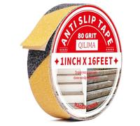 QILIMA Nastro Antiscivolo Autoadesivo Nastro da Segnalazione Giallo e Nero 2.5cm × 5m per l'Uso Interno ed Esterno Alta trazione