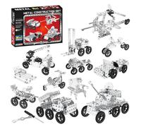QiLumier Cassetta in metallo - veicolo da cantiere, con 294 componenti, 30 modelli puzzle in metallo 3D, giocattolo da costruzione come regalo