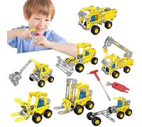 QiLumier Set di costruzioni in metallo - Veicolo da cantiere, con 180 pezzi, 7 modelli 3D Metal Puzzle, regali per bambini, giocattoli di costruzione per bambini dai 6 anni in su