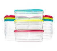 QILZO Contenitori per alimenti 700 ml | Set da 24 pezzi | Contenitori plastica con coperchio | Trasparenti | Senza BPA | Microonde, Lavastoviglie, Congelatore