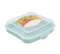 QILZO Porta pranzo pero panini per alimenti | 14,8x14,8x4,25cm | Senza BPA | Riutilizzabile | Lavoro, Viaggi, Università | 1 unità di colore casuale