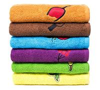 QILZO® Strofinacci da cucina in cotone, 12 asciugamani da cucina, multicolore con disegno ricamato, set di strofinacci da cucina assorbenti e morbidi, 50 x 50 cm, prodotto in Spagna (Macedonia)