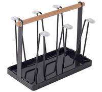 QiMan Scolabottiglie, scolapiatti universale per bottiglie di tutti i tipi, in acciaio inox con tappetino scolapiatti in silicone, scolapiatti da cucina, stabile (blu)