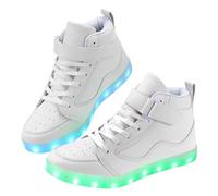 Qimaoo Scarpe da ginnastica luminose da uomo e donna, con LED, ricarica USB, per adulti, alte e luminose, si illuminano al buio per feste di ballo e festival, bianco, 9 Women/7.5 Men