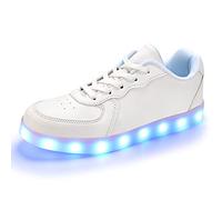 Qimaoo Scarpe da ginnastica luminose da uomo e donna, con LED, ricarica USB, per adulti, alte e luminose, si illuminano al buio per feste di ballo e festival, Bianco basso, 4.5 Women/3 Men