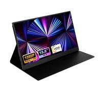QiMeng Schermo portatile da 15,6", risoluzione FHD 1920 x 1080, dotato di interfacce USB Type-C e HDMI, supporto HDR, con Smart Cover, altoparlanti integrati (dimensione e stile