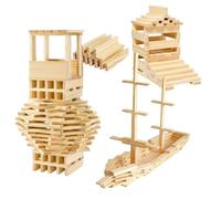 qimeyu Costruzioni Legno,Costruzioni Legno per Bambini,Jenga Gioco Legnos,150 Mattoncini Impilare,Naturale Costruzionis di Legnos,Regalo Bambino e Bambina