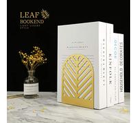 QiMing Leaf Gold Bookends for Heavy Books,1 Pair Metal Book Holders for Office Shelves Adults & Kids Gift(Gold)')