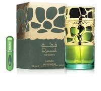 Qimmah for Women Original 100 ml, profumo arabo per donna di lunga durata, Eau da Parfum, con atomizzatore da 5 ml, fragranza floreale dolce con note di caffè, mandorla e vaniglia (Women)