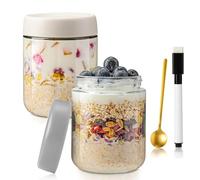 QIMYGIFT Overnight Oats - Barattoli con coperchio, 500 ml, con coperchio a vite, per marmellate fatte in casa, alimenti per bambini, inserimenti, inscatolamento, vasi, vasi, lievito