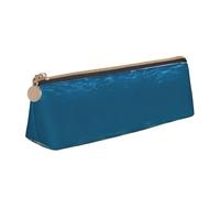 QIN&ZHENG Blue Ocean Sea Wavy Seascape Print Fashion Leather Triangolare Pouch Leggero Cosmetic Case Full-Print Compact Organizer, Bianco, One Size, Design elegante