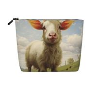 QIN&ZHENG Borsa per cosmetici con stampa di animali della fattoria con cerniera, grande, borsa per il trucco, borsa da toilette da donna, leggera, nera, taglia unica, Nero, One Size