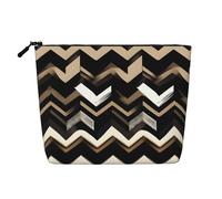 QIN&ZHENG Borsa per trucco da donna, leggera, con cerniera e stampa a zig-zag, colore nero, taglia unica, nero/bianco, taglia unica, nero/bianco, taglia unica