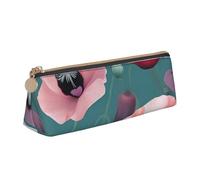 QIN&ZHENG Custodia triangolare in pelle con stampa papaveri pastello, leggero, organizer compatto, bianco, taglia unica, elegante, bianco, One Size, elegante, bianco, taglia unica, Elegante