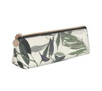 QIN&ZHENG Cute Palm Tree Leaves Print Fashion Leather Triangolare Pouch Leggero Cosmetic Case Full-Print Compact Organizer, Bianco, One Size, Design elegante