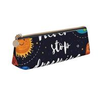 QIN&ZHENG Cute Planet Print Fashion Leather Triangolare Pouch Lightweight Cosmetic Case Full-Print Compact Organizer, Bianco, One Size, Design elegante