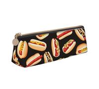 QIN&ZHENG Fun Food Hot Dogs - Custodia triangolare in pelle leggera con stampa di hot dog, bianco, taglia unica, Elegante