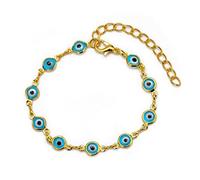 QINC Oro Blu Luce malocchio Perline Bracciale Regolabile Box Link Catena Occhi Bracciale per Le Donne Gioielli di Moda
