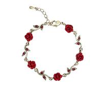 QINC Retro Red Rose Flower Cristallo Collane Collo Rotondo per Le Donne Girl Fashion Plant Wedding Necklace