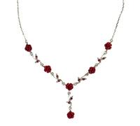 QINC Retro Red Rose Flower Cristallo Collane Collo Rotondo per Le Donne Girl Fashion Plant Wedding Necklace