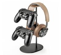 QinCoon Supporto per controller e cuffie, in alluminio e legno, controller da gioco e supporto per cuffie per PS5, PS4, Xbox One, Nintendo Switch, accessori universali da scrivania