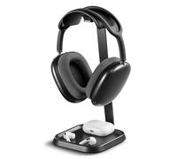 QinCoon Supporto per Cuffie, Porta Cuffie curvo con vassoio portaoggetti, Stand Headset da gioco di base per AirPods Max, Beats, Bose, Sennheiser, Sony e altri (nero)