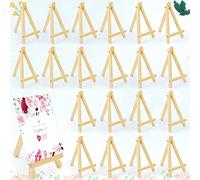 QINERSAW 20 Pz Mini Cavalletto in Legno Segnatavolo a Triangolo Pieghevole Porta Foto per Matrimonio (15 * 8CM)