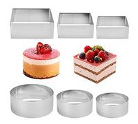 QINERSAW 6 Pezzi Anello per Torta in Acciaio Inossidabile, Coppa Pasta Quadrato 6 cm 8 cm 10 cm, Stampo in Acciaio per Realizzare Dessert, Piatti Gourmet