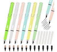 QINERSAW 6 Pezzi Penna Senza Inchiostro Matita Senza Inchiostro con 12 Testina Sostituibile Matita Infinita Set di Eterna Matita per Scrivere Infinita per Casa Office Materiale Scolastico