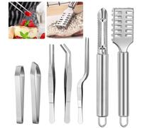 QINERSAW 7 Pz Pinzette per Lische di Pesce Pinzette per Pesce Professionali Pinzette da Cucina Pinza Leva Lische in Acciaio Inossidabile per il Pesce, Dolci Fai da Te