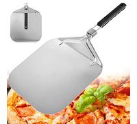 QINERSAW Pala per Pizza con Manico Pieghevole Paletta Pizza Professionale 63,5 * 32 cm con 1 Rotella Tagliapizza Pala Pizza Alluminio per Forno e Barbecue per Cuocere Pizze