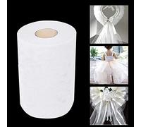 QINERSAW Rotolo di Tulle Bianco 92M x 15CM - Organza per Decorazione Fai da Te, Bomboniere, Regalo, Festa, Compleanno, Matrimonio