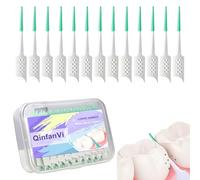 QinfanVi 200 scovolini interdentali a doppio uso, in morbido silicone per filo interdentale, spazzolini per filo interdentale, stuzzicadenti per pulire tra le spazzole, plettri per filo interdentale