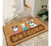 Qingbei Rina Zerbino di benvenuto per esterni con cane, 40 x 70 cm, in fibra di cocco, con retro antiscivolo, grandi tappetini per porte esterne