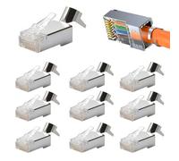 QingCming 10 PCS Connettori RJ45 Passanti Cat7 Cat6A Schermati, Plug RJ45 Ethernet Pass-Through per Cavi di Rete AWG23, Compatibile con Switch, Router, TV Box, Modem, PC, PS4, Supporto 10 Gigabit
