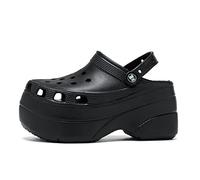 QINGE Sandali estivi con plateau mulo da giardino scarpe da donna zoccoli da esterno altezza crescente pantofole da donna slider spiaggia infradito scarpe estive-nero, 39