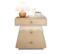 QINGGANG-0224 comodino per camera da letto Tavolino portaoggetti semplice for il comodino della camera da letto di casa | Armadietto in legno massello color crema (grande)