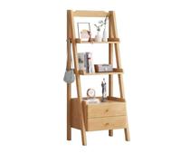 QINGGANG-0224 contenitori per libri Libreria aperta a più piani, con doppio cassetto, ripiano organizer in legno, for espositore for studio, soggiorno, ufficio scaffali per libri(L60xW36xH140 cm)