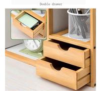 QINGGANG-0224 contenitori per libri Libreria da scrivania aperta in bambù, con espositore for organizer a doppio cassetto, ripiano in laminato bianco, for ufficio domestico scaffali per libri