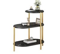 QINGGANG-0224 Tavolino da divano Tavolino Ovale, Comodino con Ripiano Laterale a 3 Livelli, da Salotto Accento Moderno Piccola Libreria, Espositore for Camera Letto, Soggiorno, Ufficio, Bianco