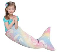 QINGLANG Coperta a forma di coda di sirena che si illumina al buio, per ragazze e ragazzi, idea regalo, 50 x 100 cm, per tutte le stagioni, in morbido pile di flanella